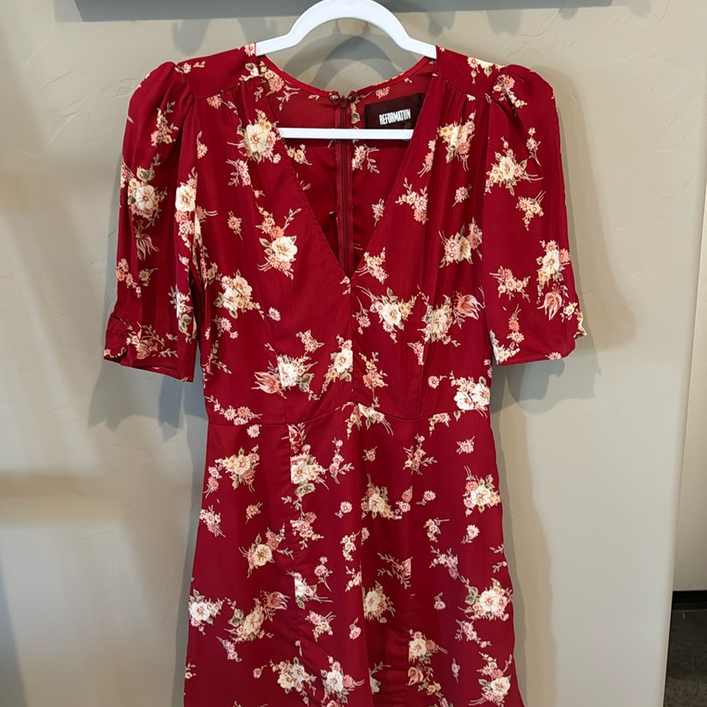 Reformation Red flowered dress